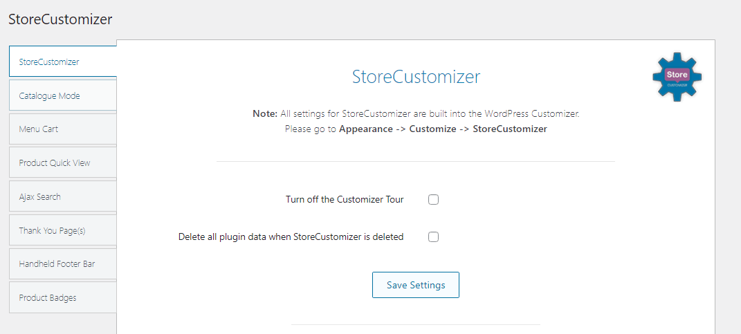 storecustomizer dashboard screen