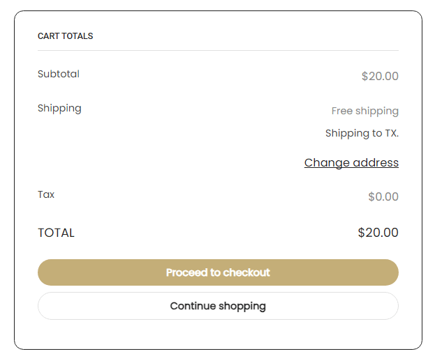 Return to shop link and text change success