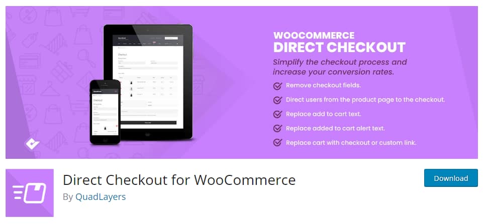 Direct checkout for woocommerce plugin